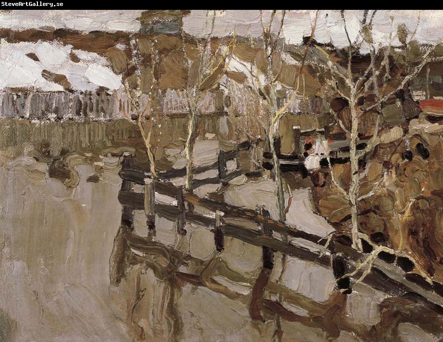 Nikolay Fechin The Landscape of Winter with fense